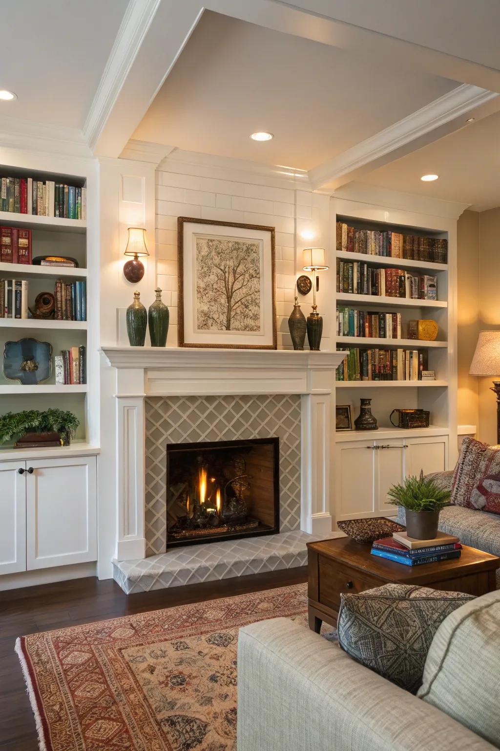 Frame your fireplace with elegant alcove shelving.