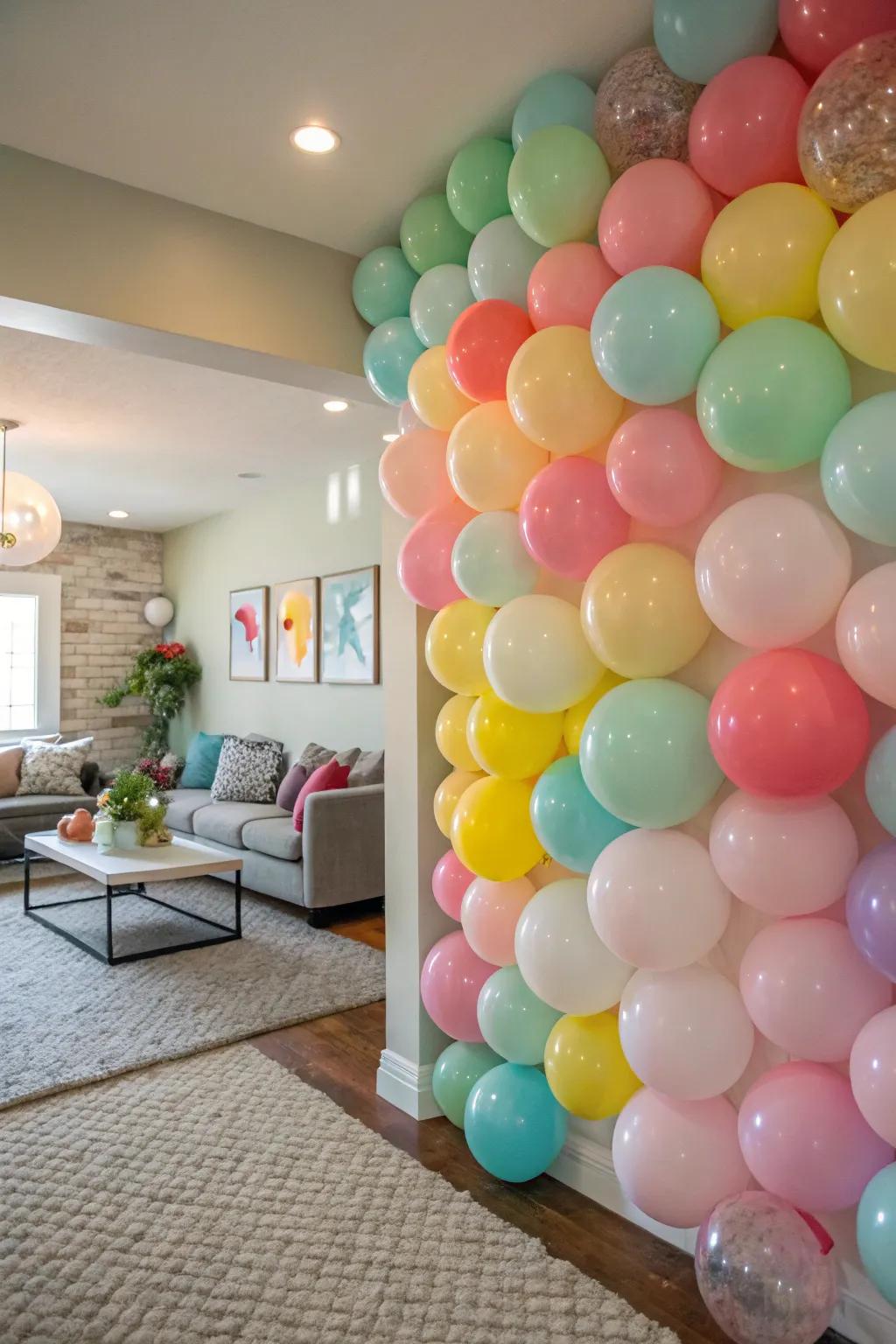 A stunning balloon wall backdrop perfect for photo opportunities.