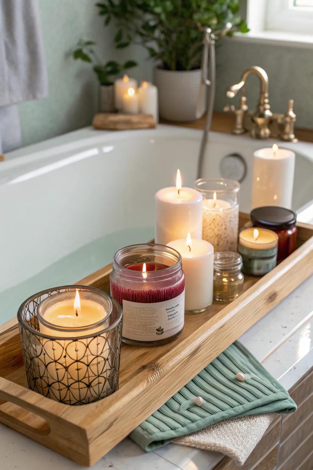 Illuminate your bath experience with the gentle flicker of candlelight.