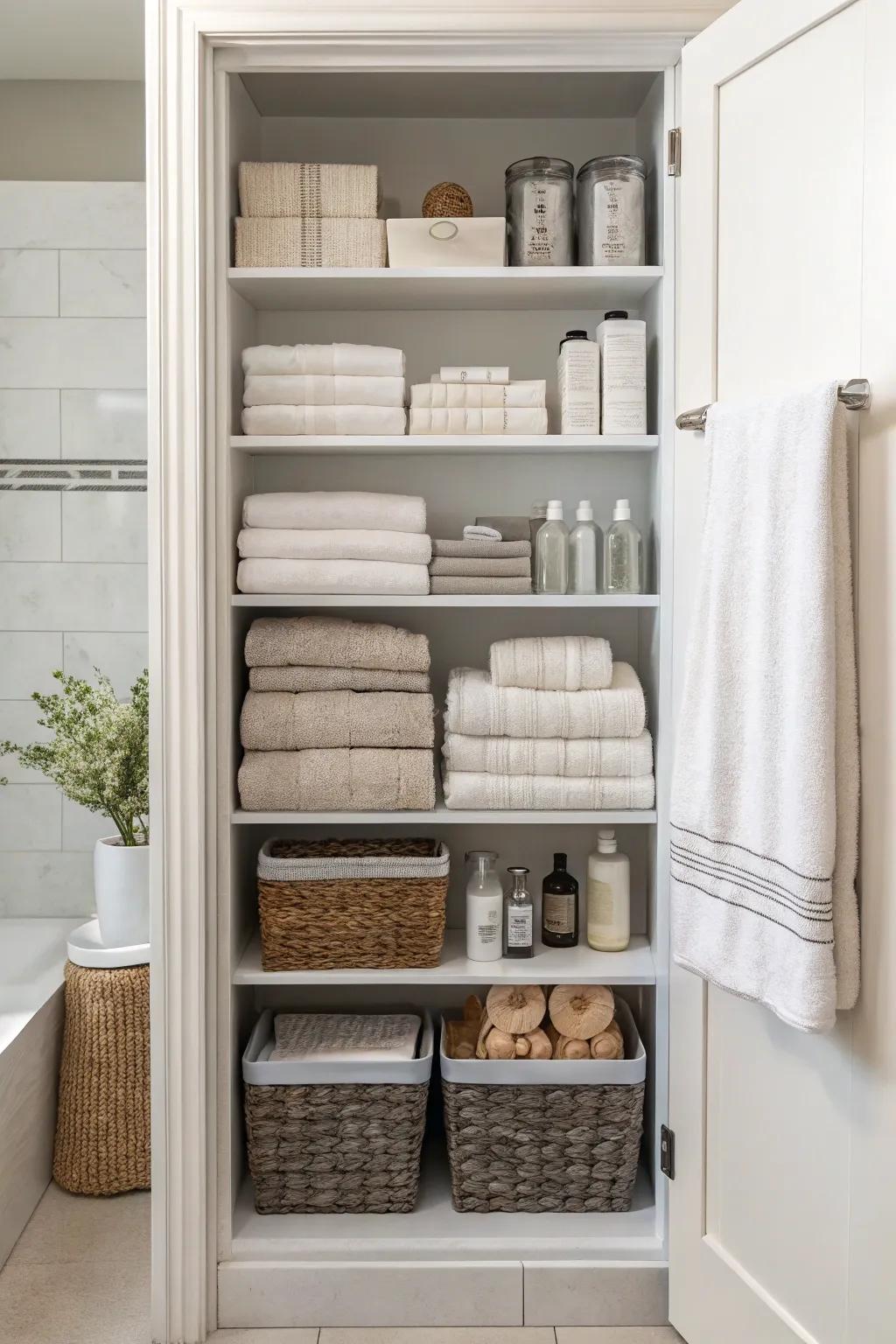 Utilize vertical space with adjustable shelving.