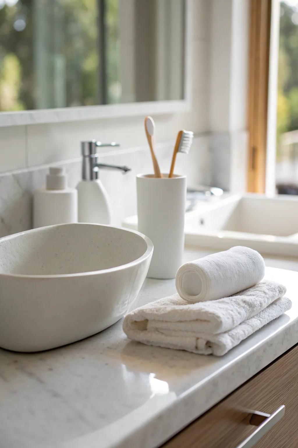 Simplicity at its best: a minimalist bathroom countertop.