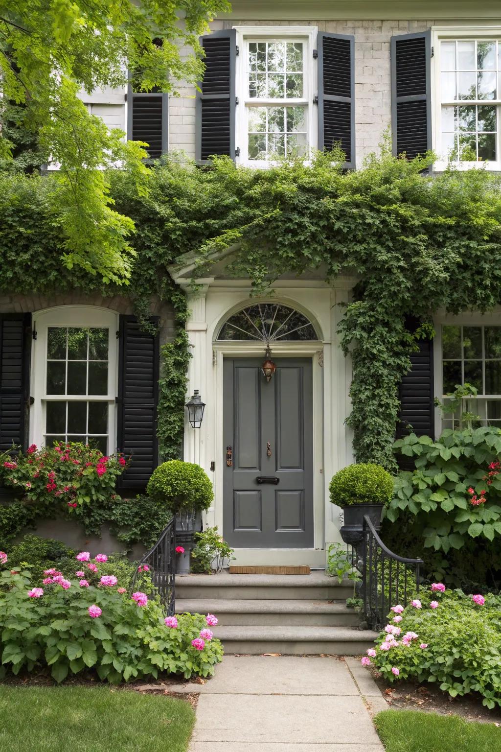 A timeless black and gray combination enhances this home's elegance.