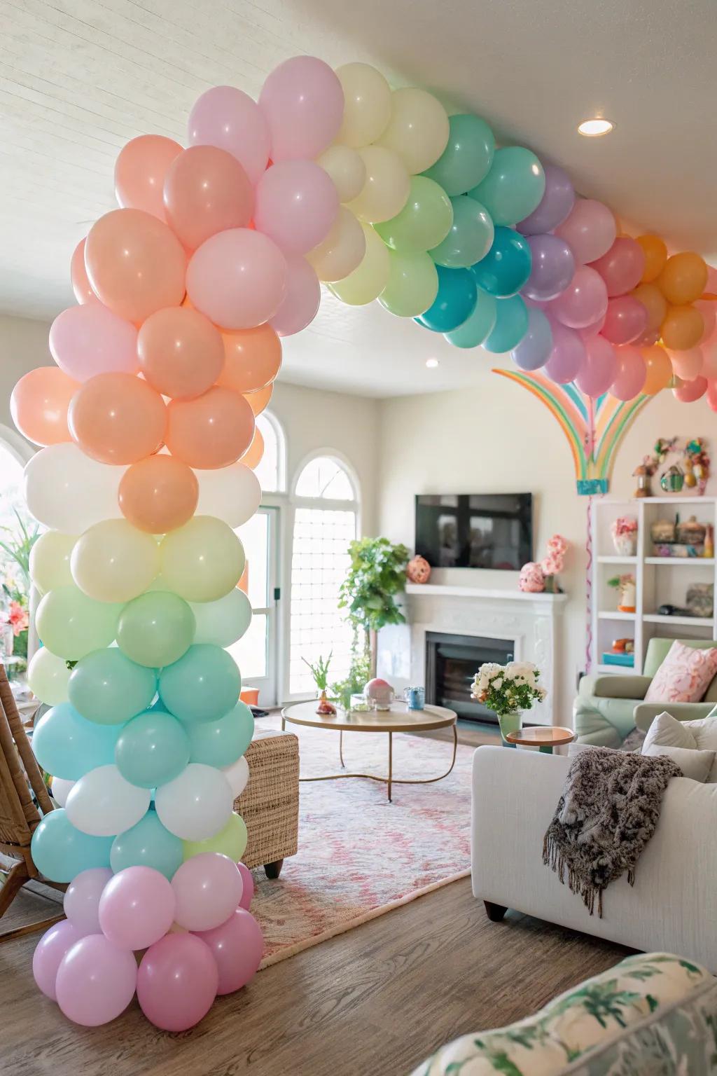 Transform your living room with vibrant balloon displays.