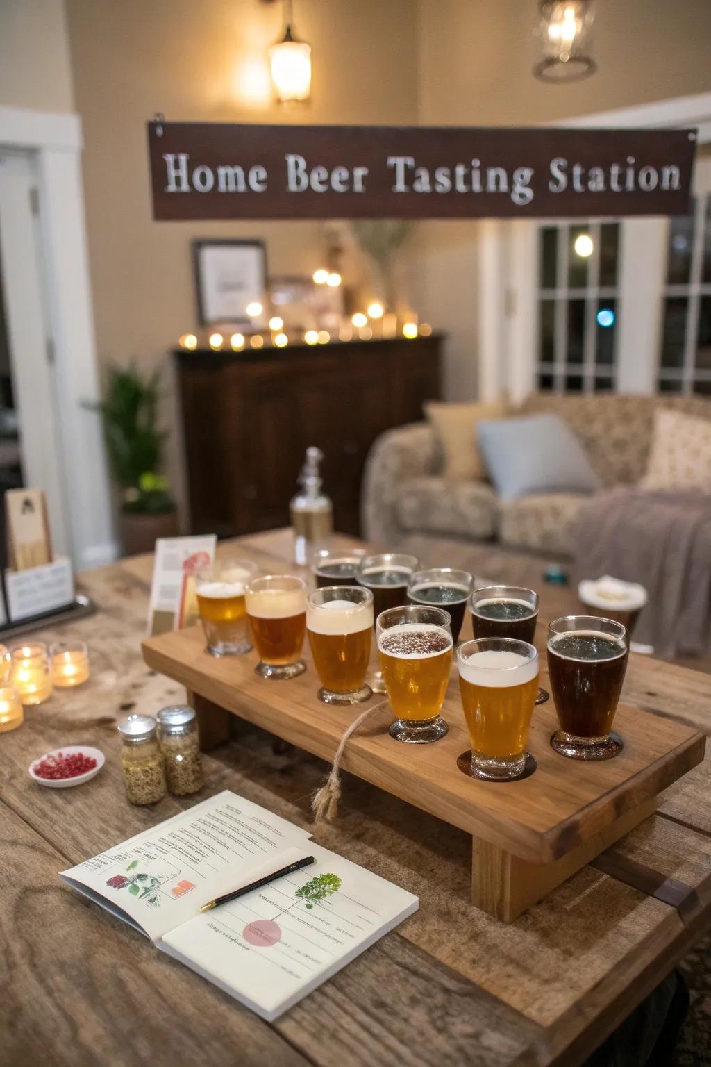 A delightful beer tasting station ready for guests to explore.