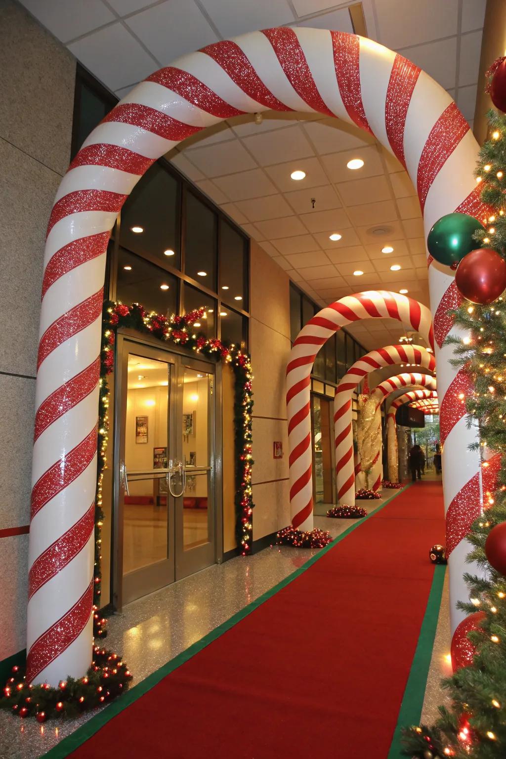 Make a grand entrance with candy cane arches.