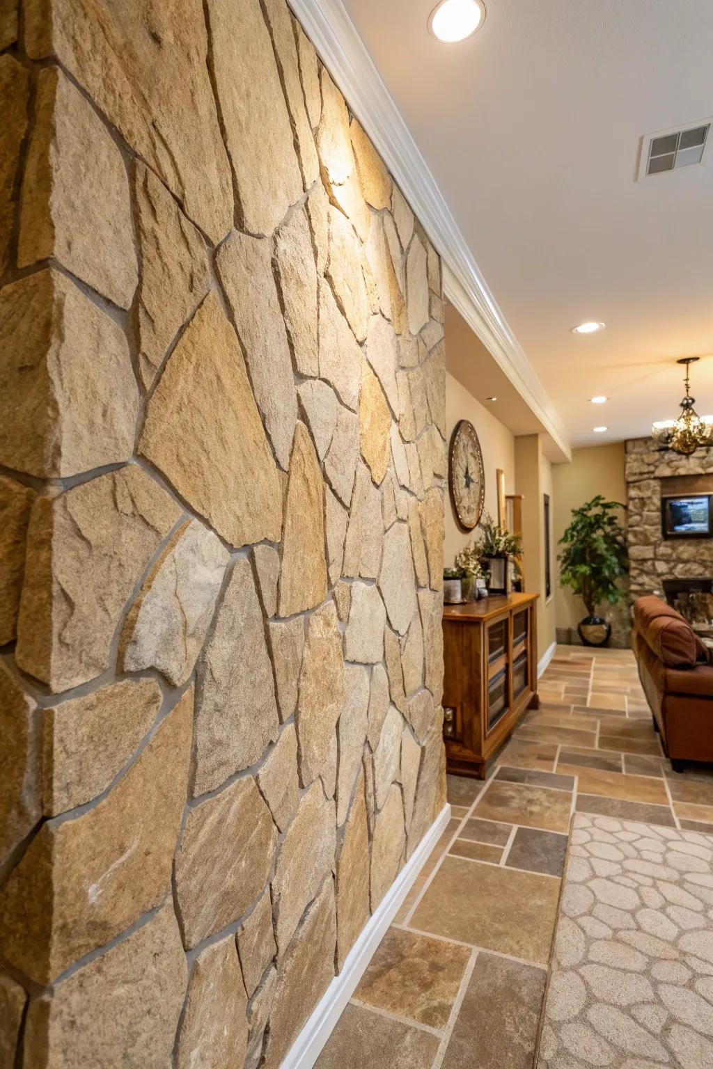 Stone and rock textures create a natural cave ambiance.