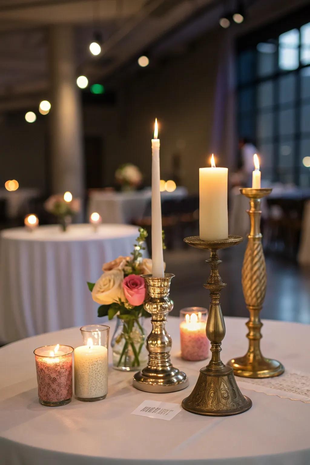 Candles create a warm and inviting atmosphere on your center table.