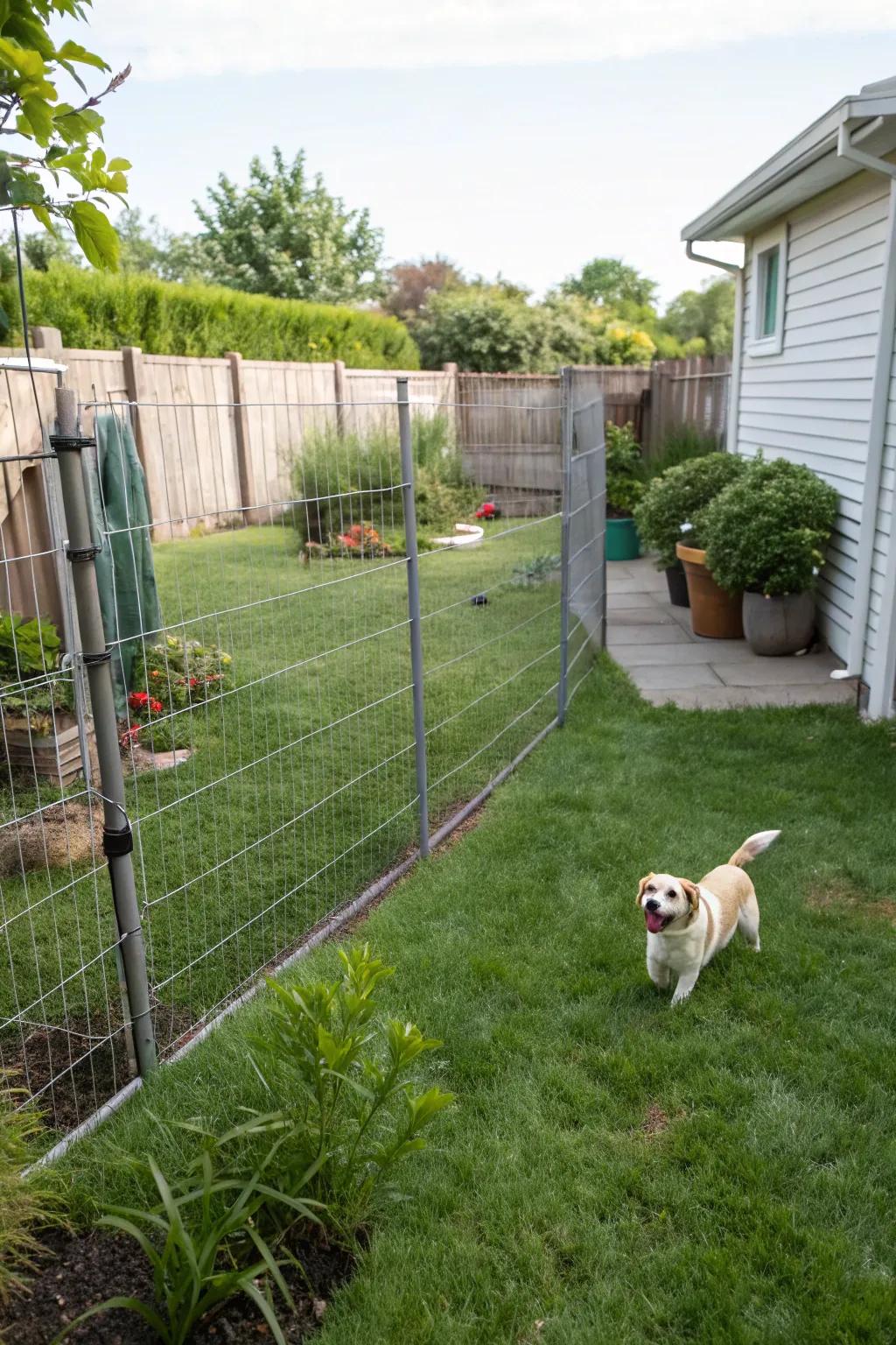 Wire fencing provides a flexible and cost-effective way to secure your dog.