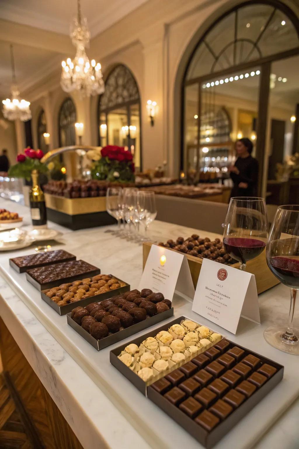 A sophisticated chocolate tasting bar with a worldly selection of flavors.