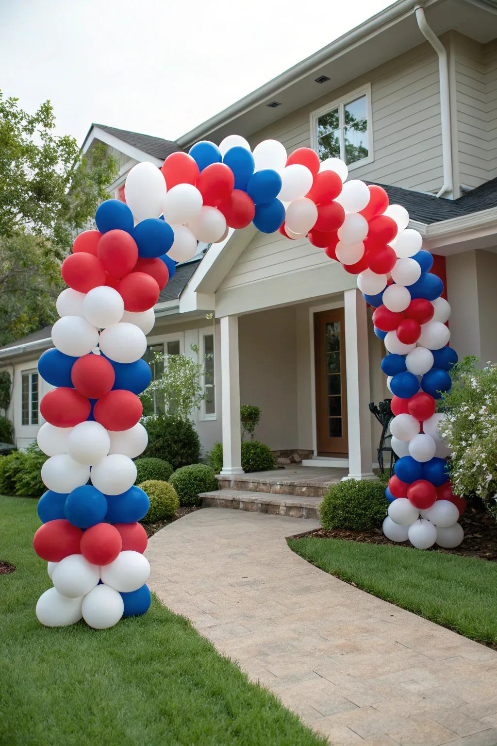 A vibrant balloon arch serves as a perfect entrance.