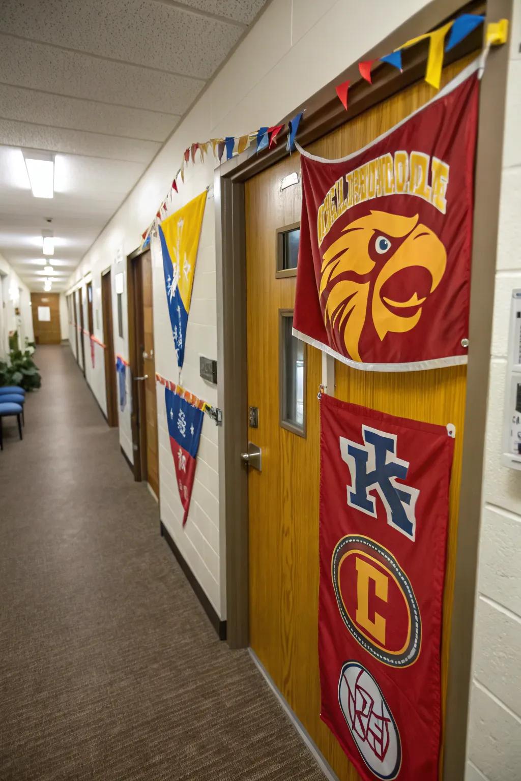 A door brimming with school pride and vibrant colors.