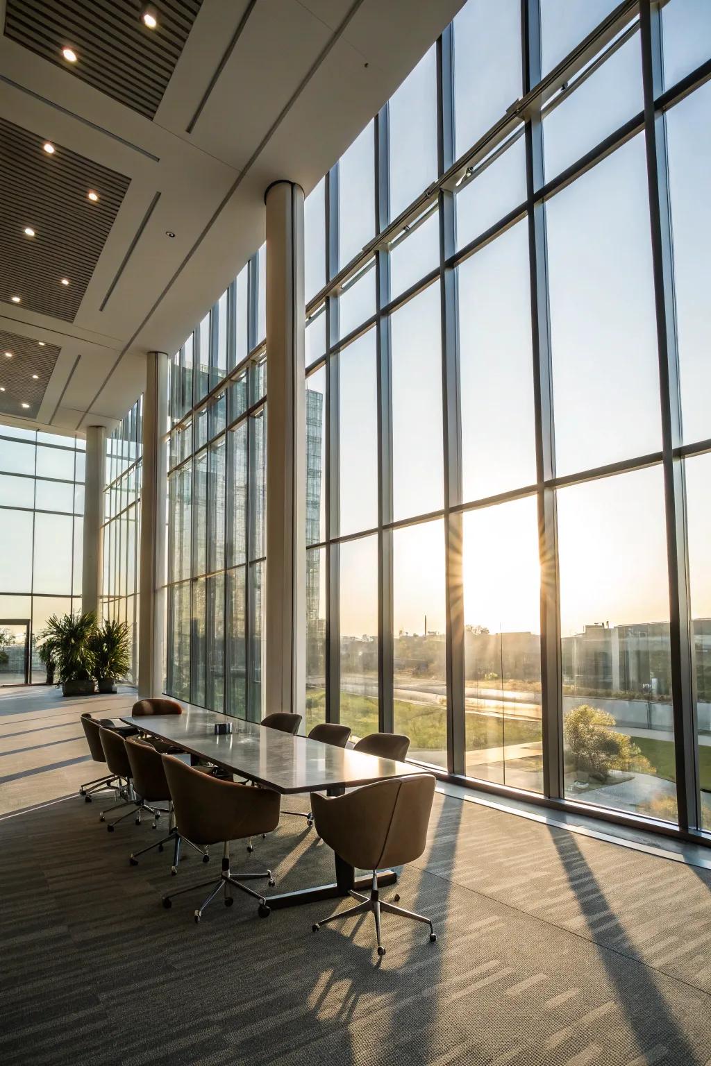 Natural light enhances the atmosphere in this open and airy conference room.