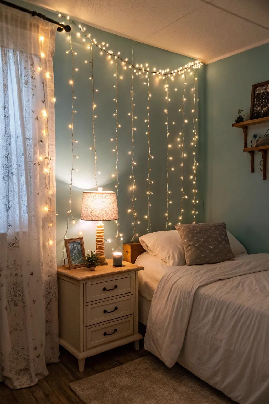 Fairy lights and warm lamps create an inviting glow that instantly cozies up any room.