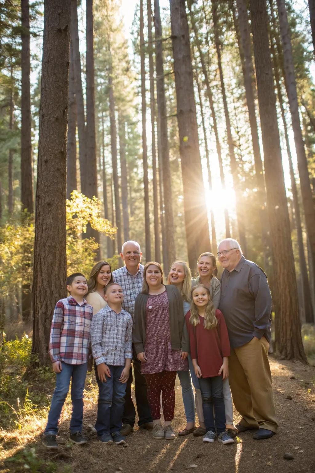 Outdoor settings offer a naturally beautiful backdrop for family photos.