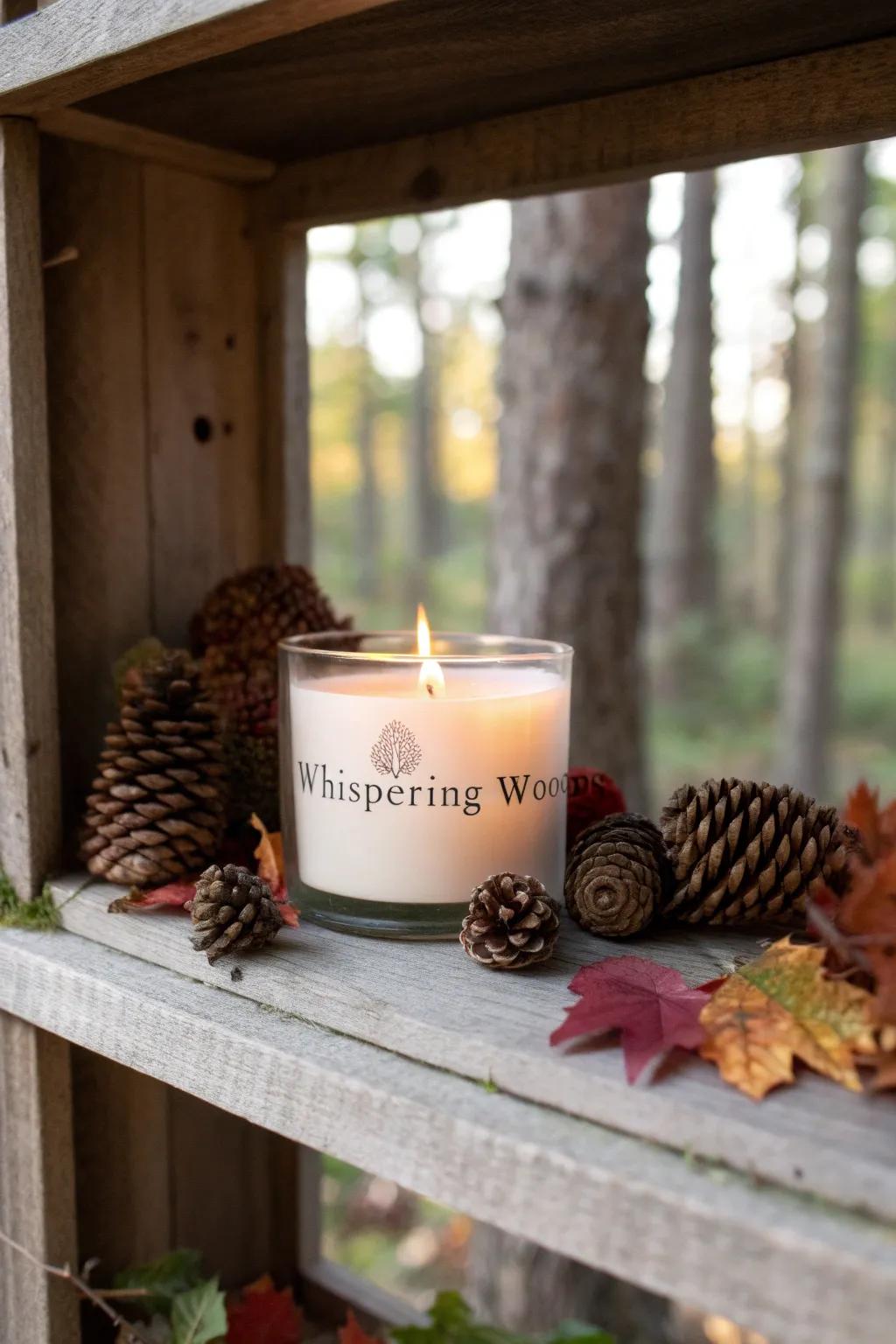 Rustic Display with Whispering Woods Candle