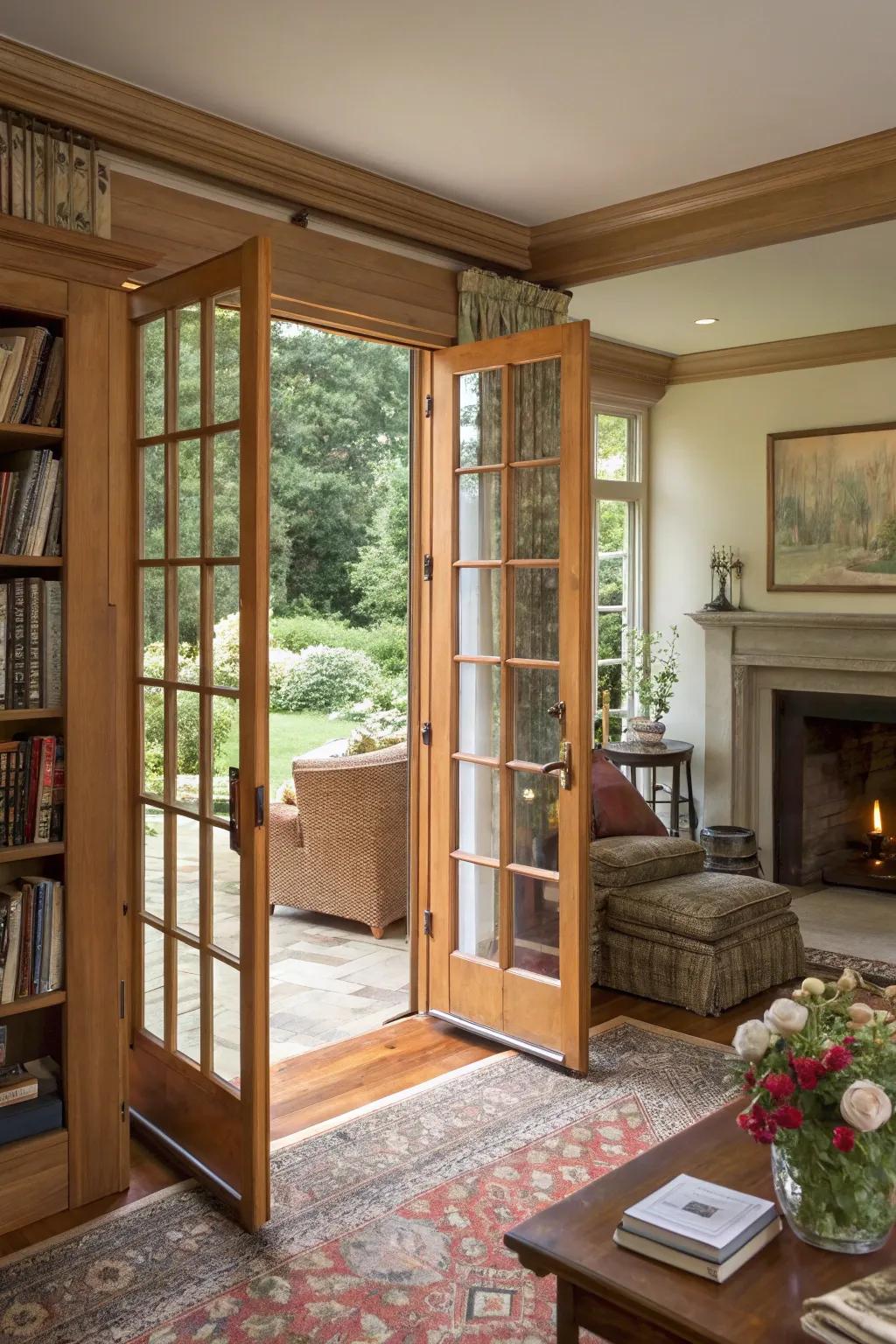 French doors bring a touch of elegance to any den.