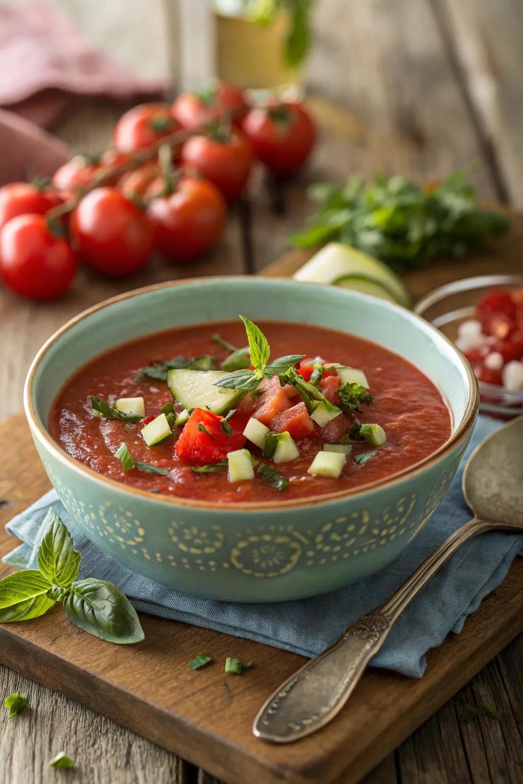 Cool down with a bowl of refreshing gazpacho, a summer staple.