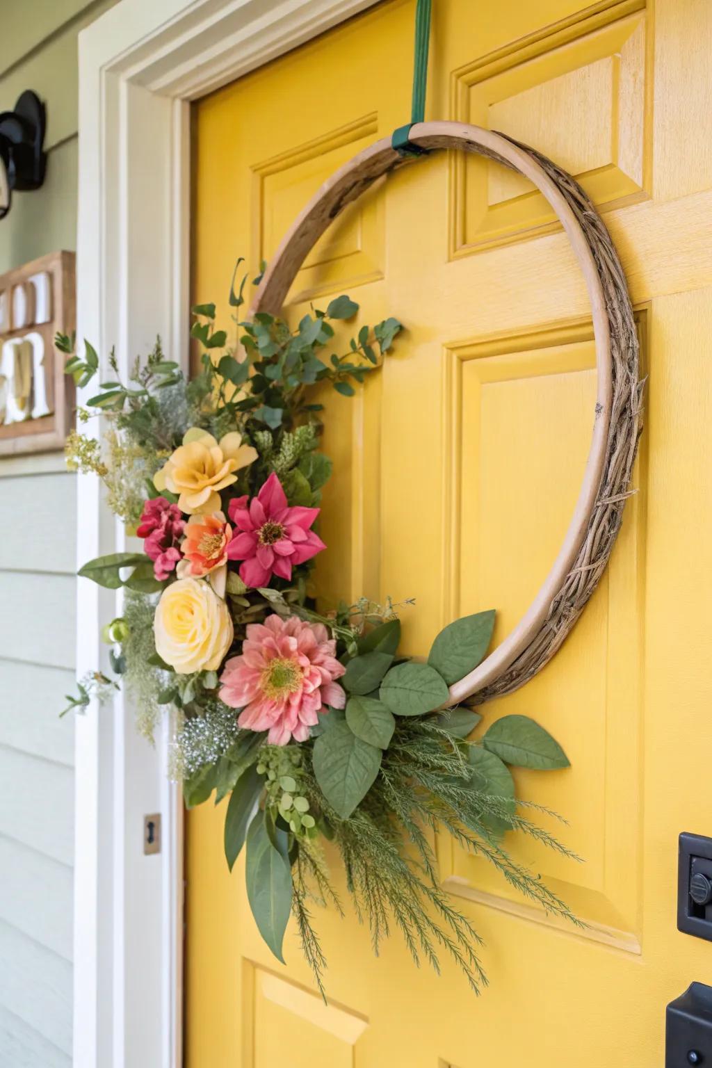 A floral door hanger brings a splash of color and life to your door.