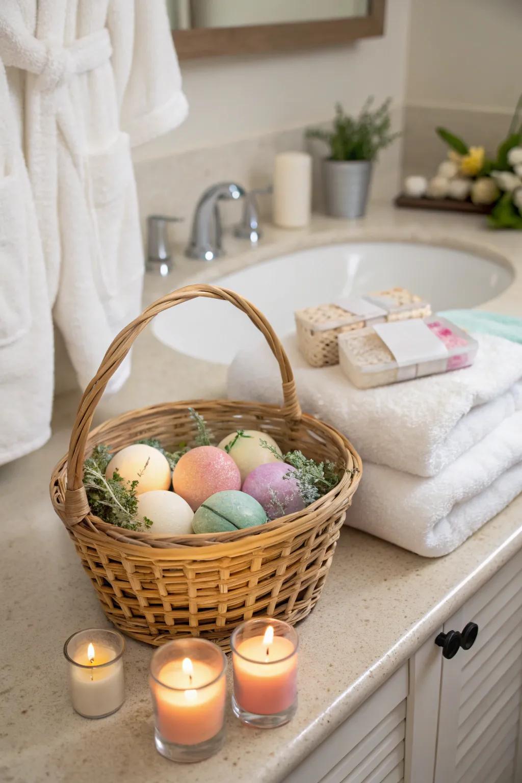 A spa-themed Easter basket for ultimate relaxation.