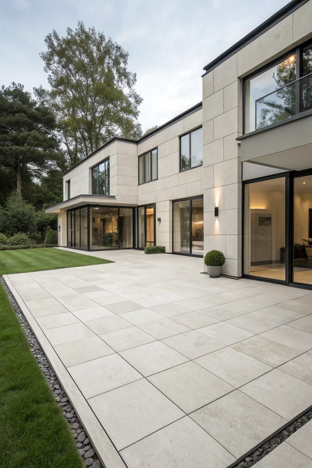 Large format tiles create a seamless, modern exterior.