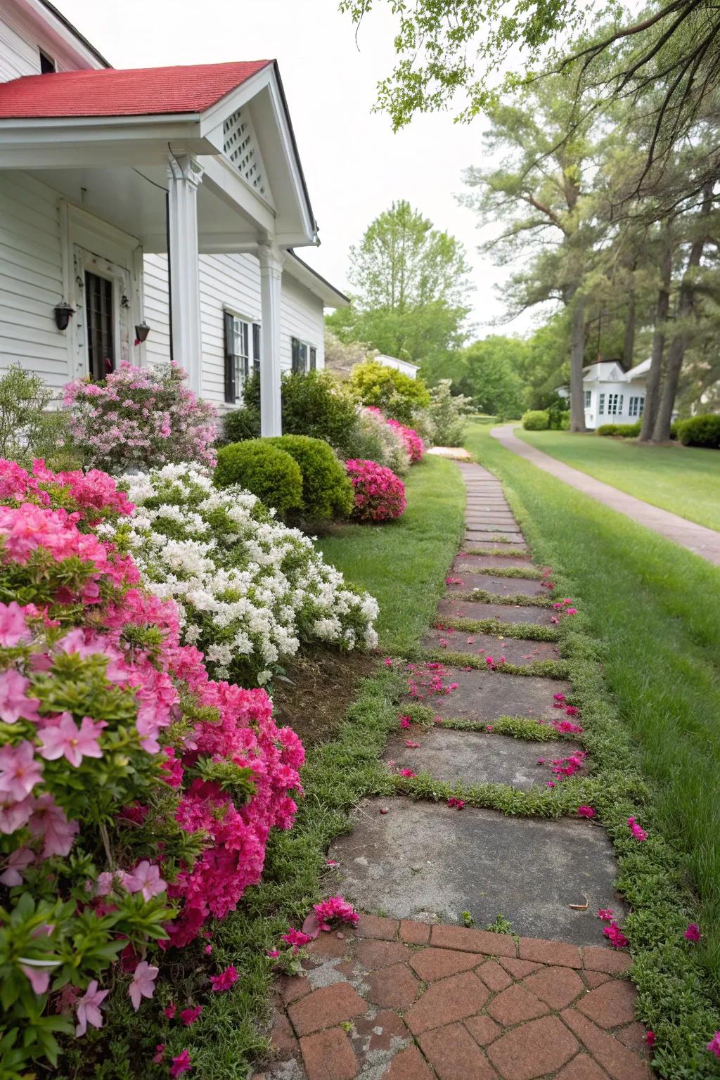 Make a grand first impression with a front yard azalea display.