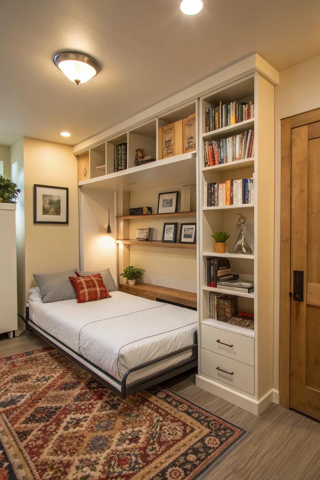 Murphy beds elegantly blend functionality with modern aesthetics.