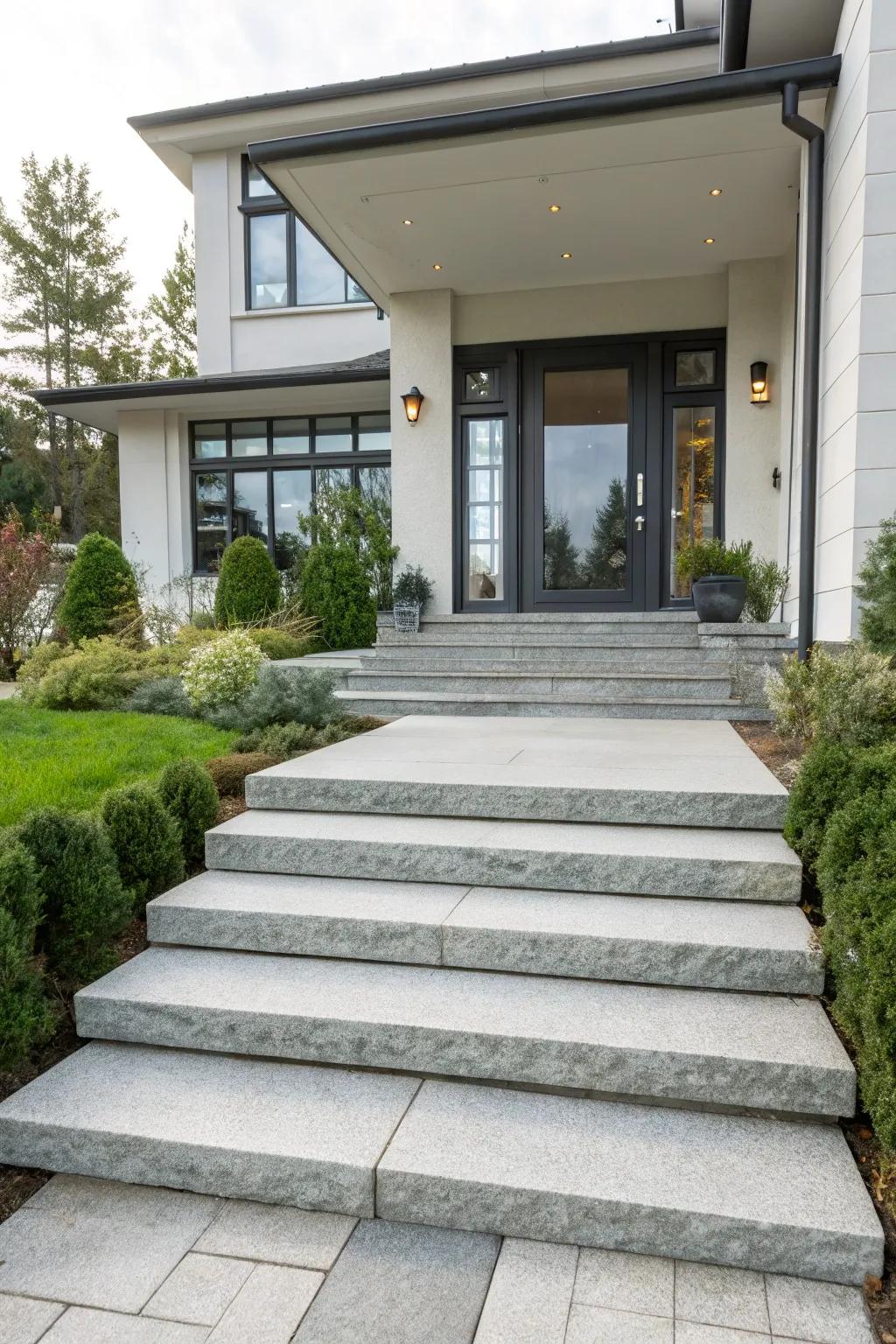 Granite steps offer both durability and timeless elegance for your home.