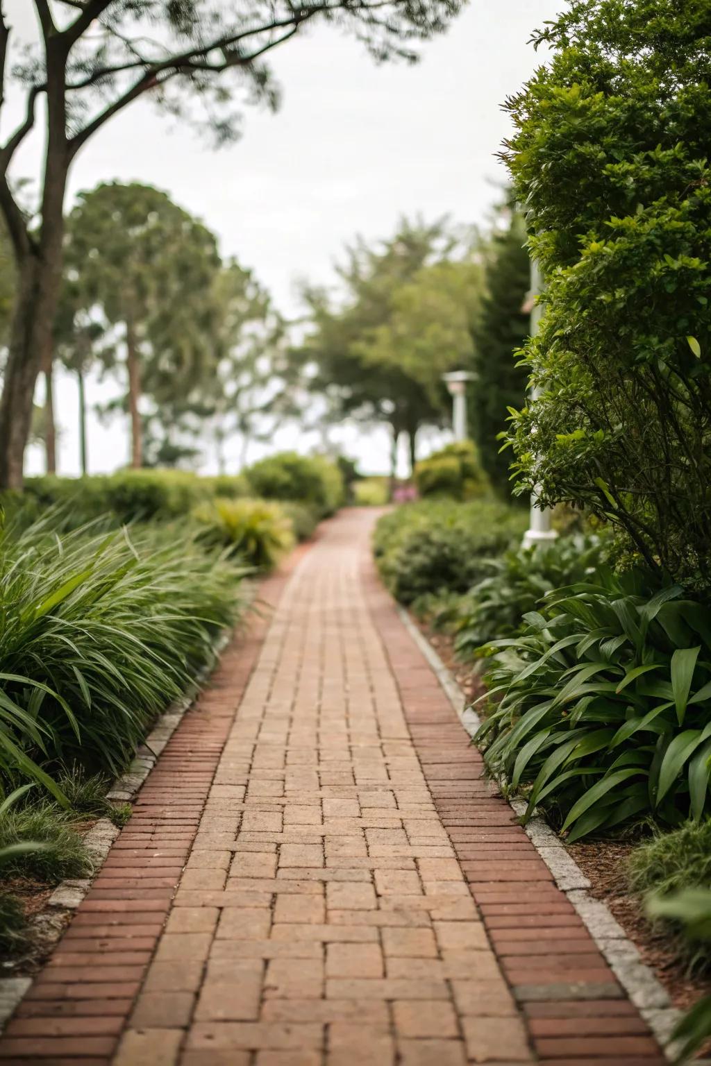 A classic brick paver walkway adds timeless charm to your home.