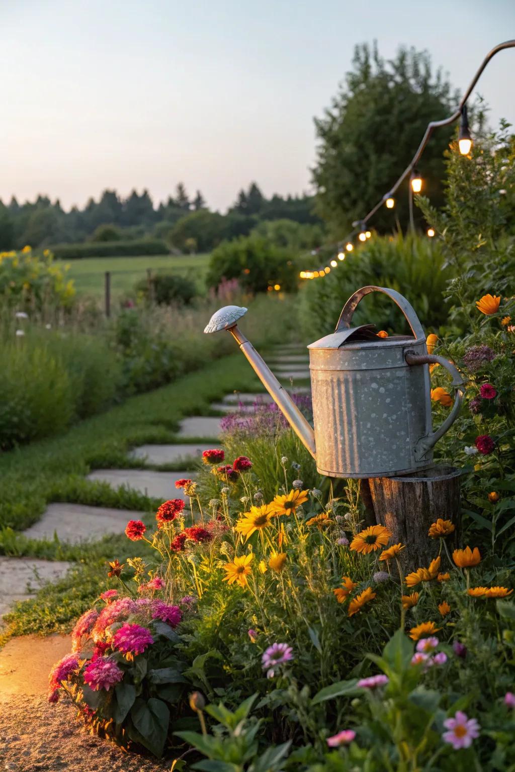 Create a magical garden scene with a watering can light.