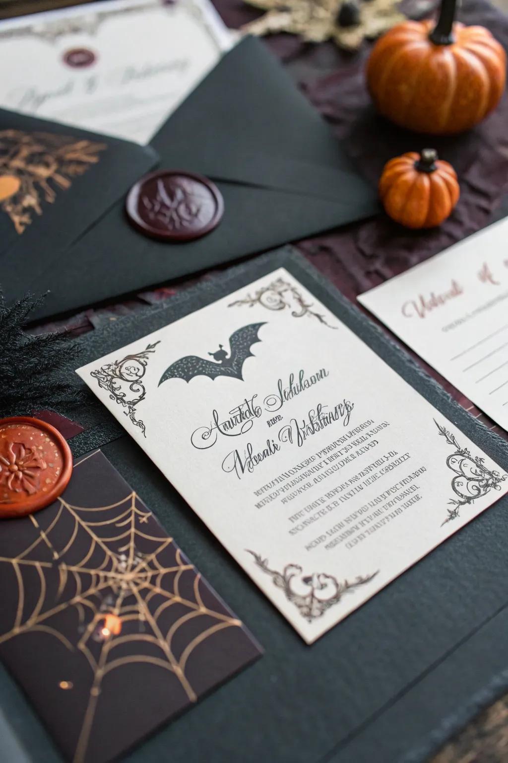 Set the tone with eerie yet elegant invitations.