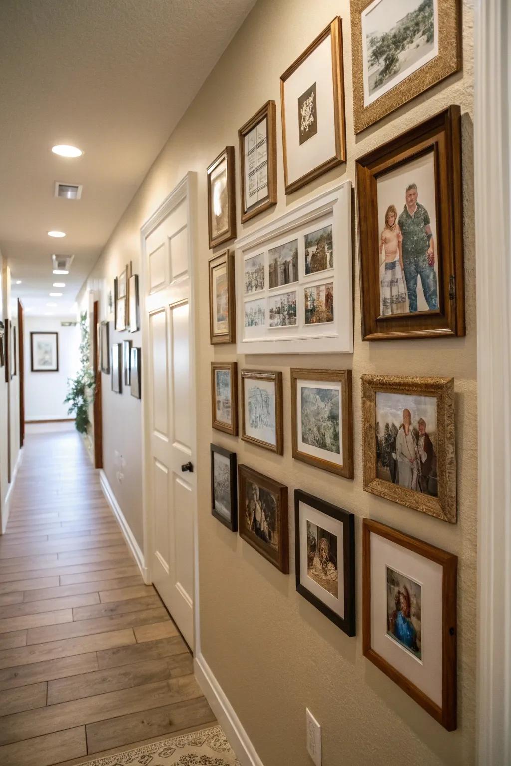 A visual journey of your family's milestones along the hallway.