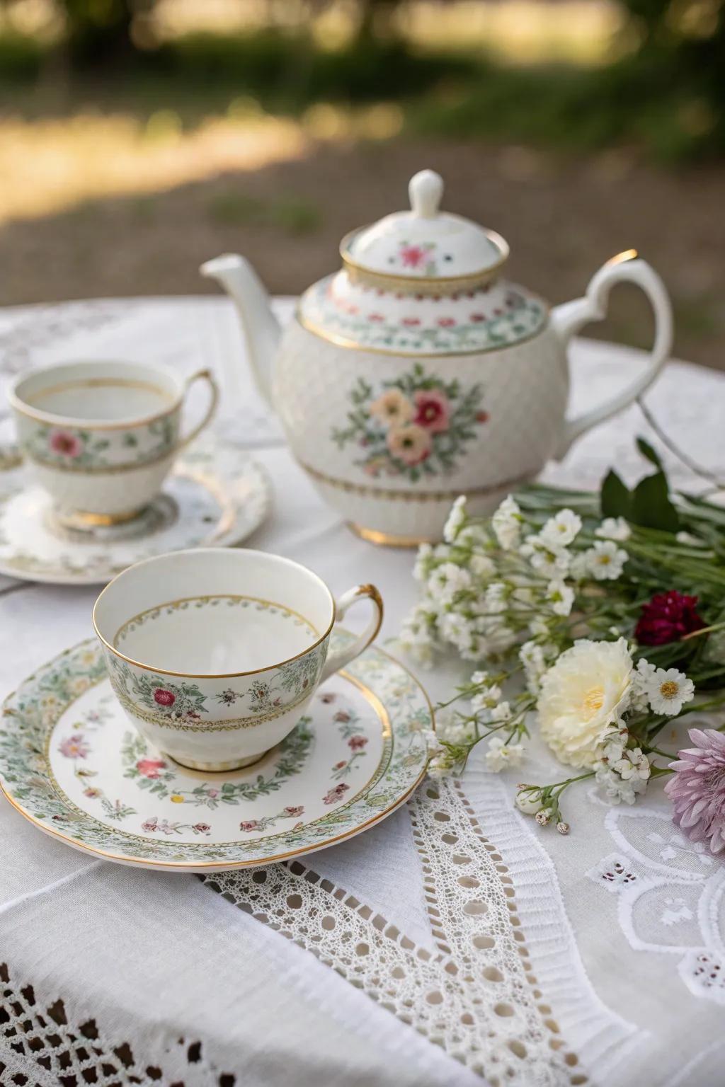 A vintage tea set perfect for those cherished afternoon moments.