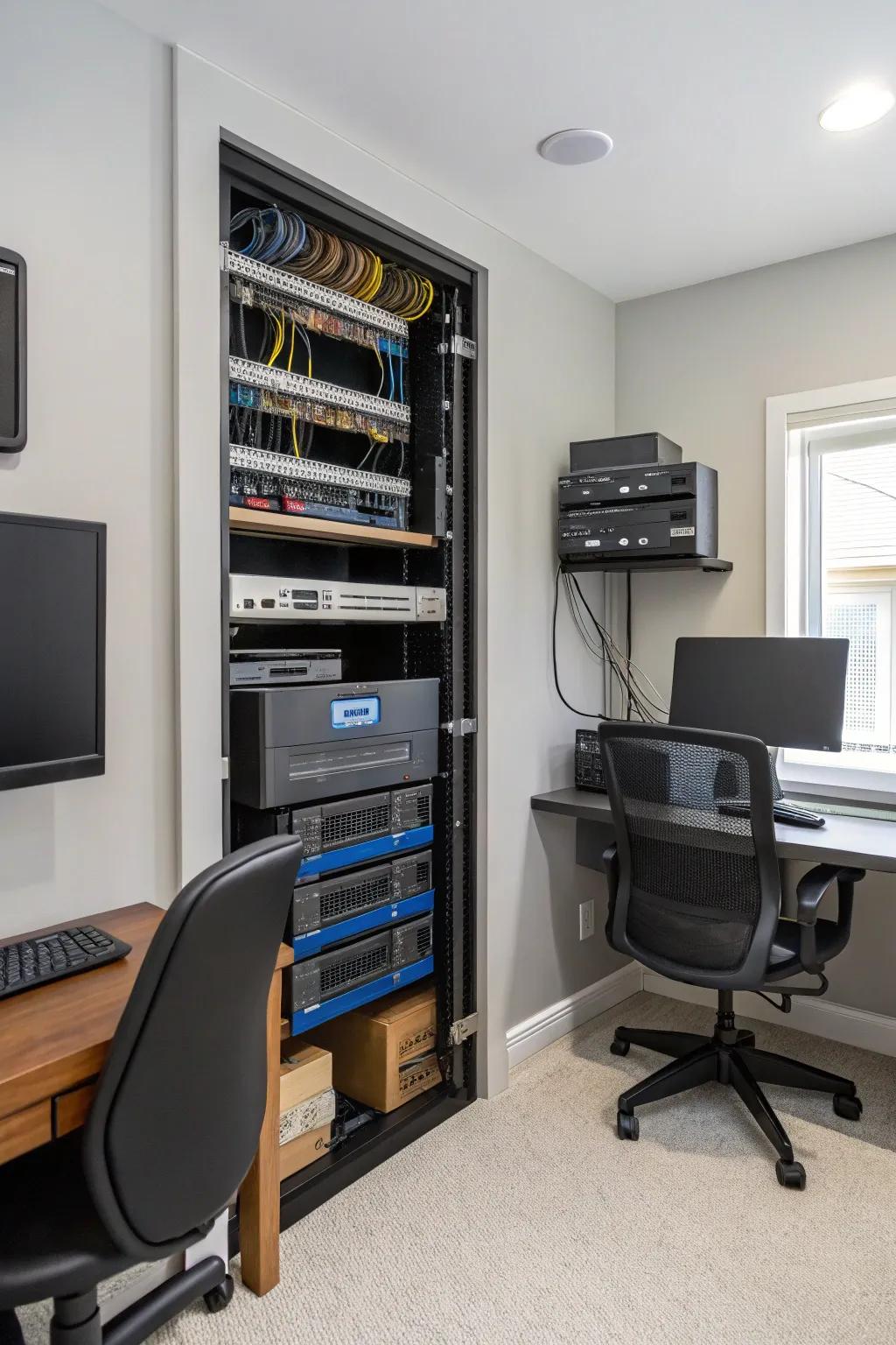 A compact wall-mounted rack makes efficient use of limited space.