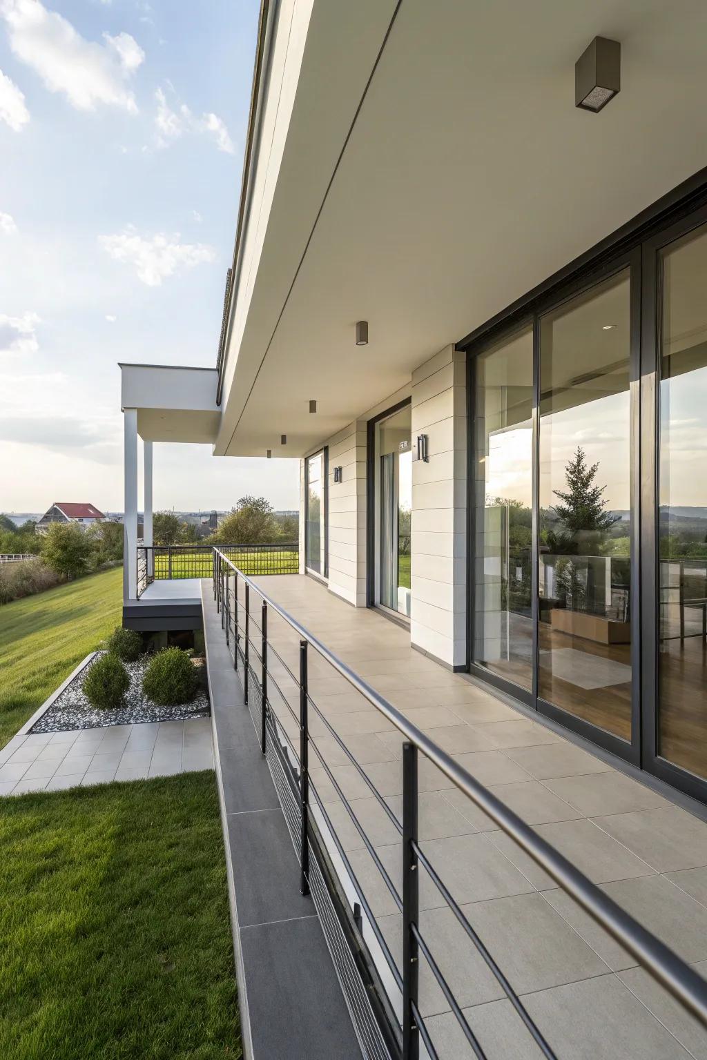 Sleek lines and modern architecture meet at this stunning porch.