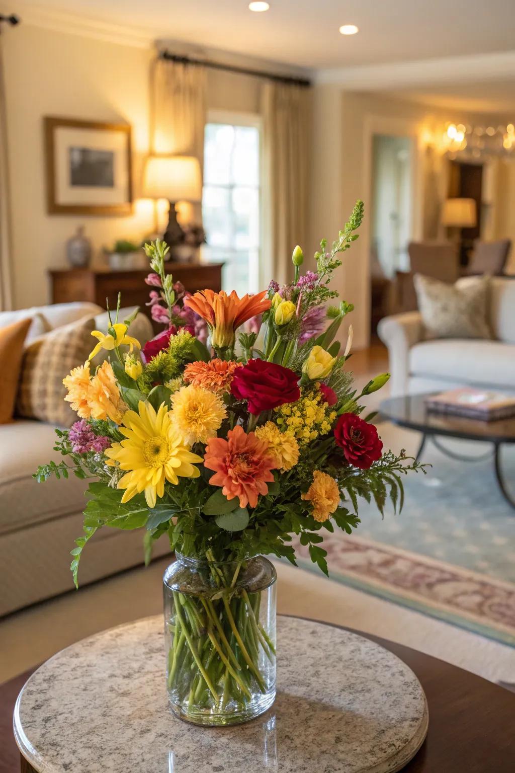 Vibrant floral arrangements bring life and color to any room.