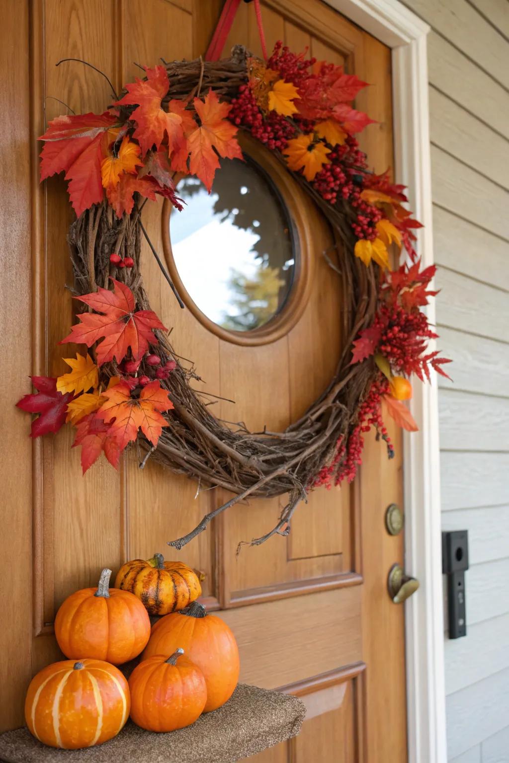 An autumn-themed wreath celebrating the colors of the season.