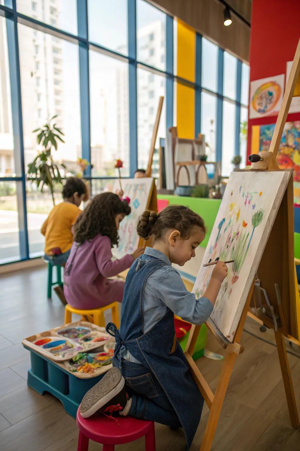 Unleash creativity with an indoor art session for budding artists.