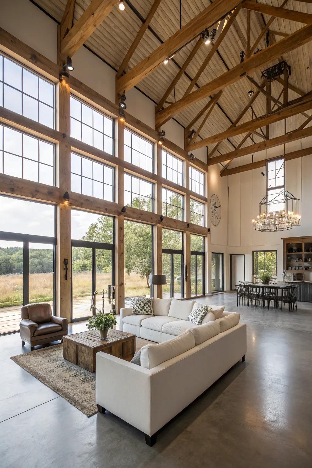 Open spaces in a barndominium enhance the sense of freedom and light.