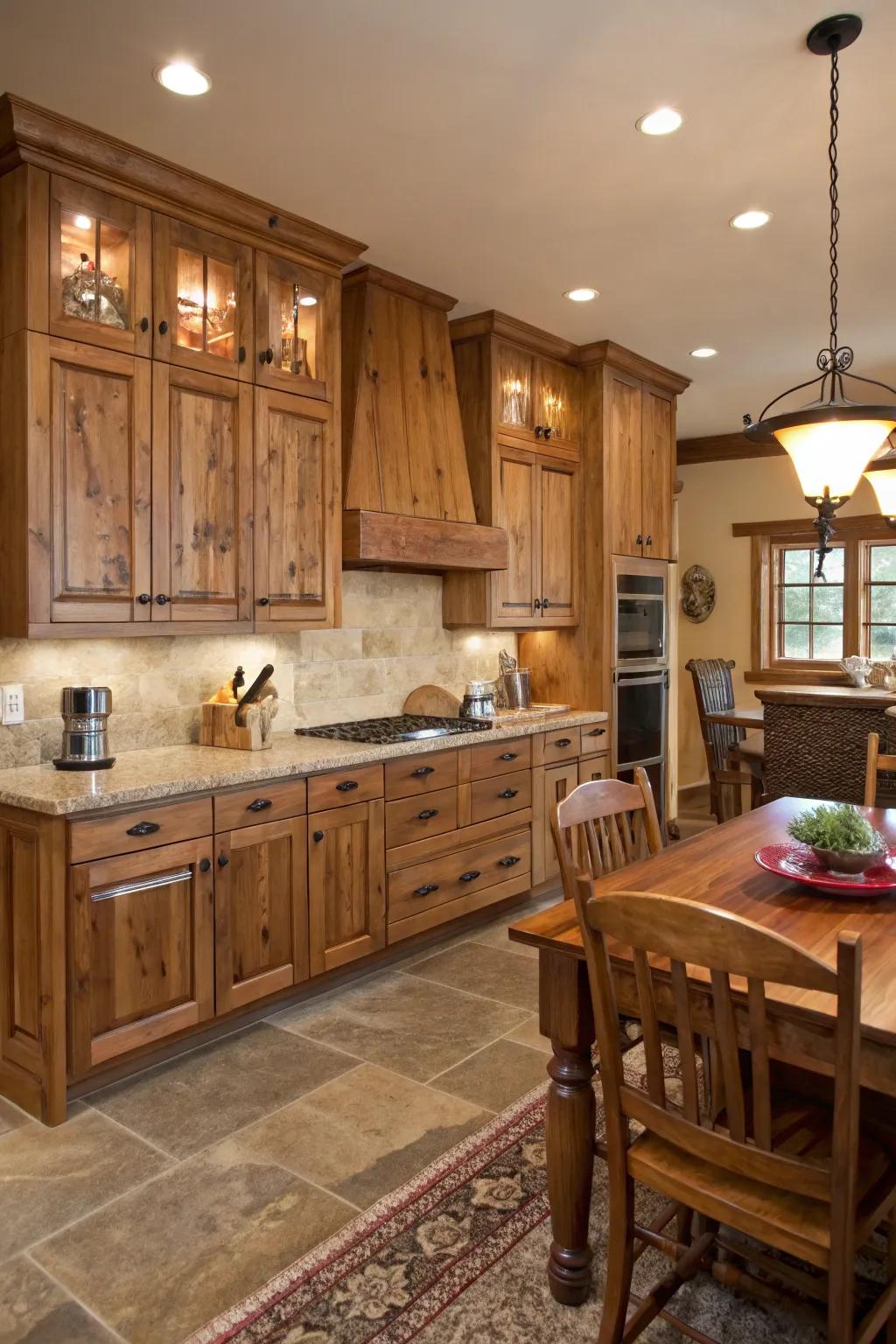 Natural wood finish brings warmth and elegance to any kitchen design.