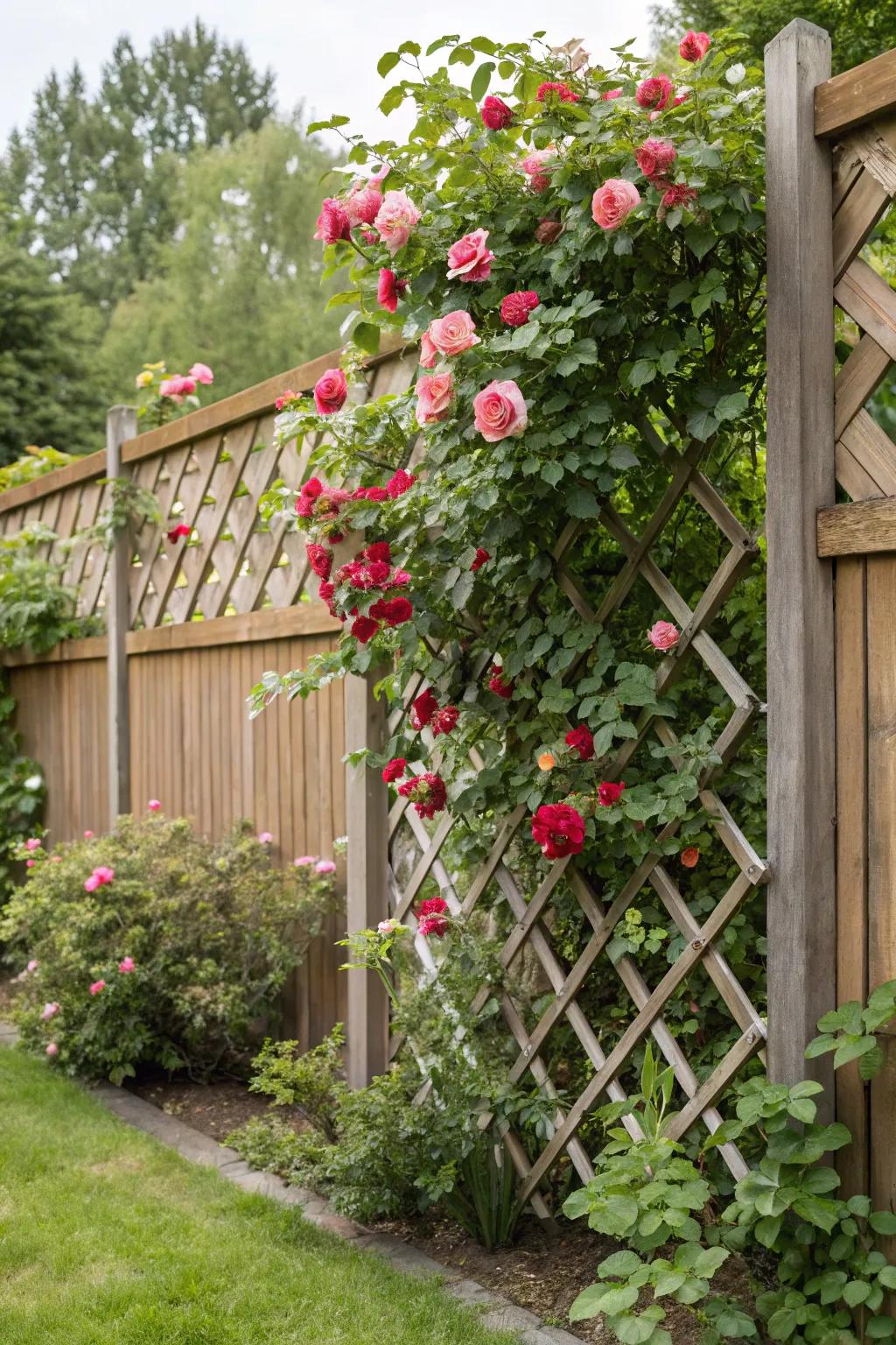 Add elegance to your garden with decorative lattice fence panels.