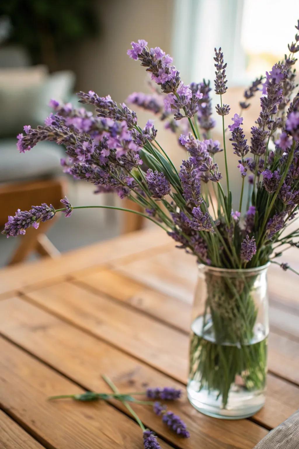 A simple yet elegant lavender floral arrangement.