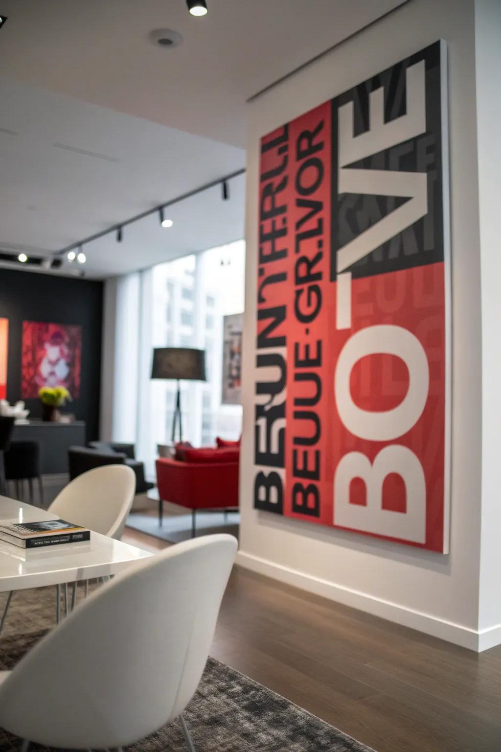 Bold typography can be the centerpiece of your decor.