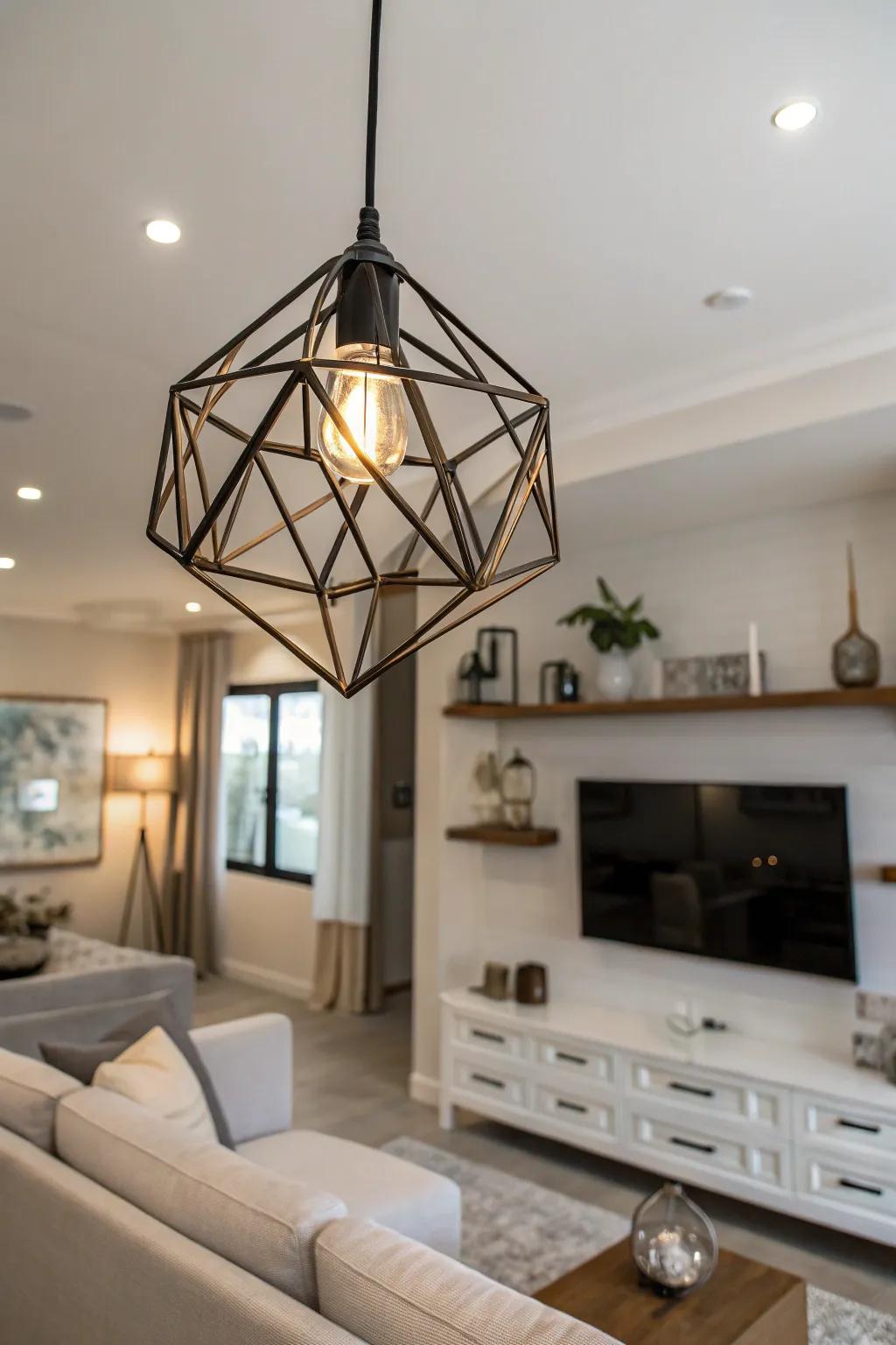 Geometric pendants add modern flair with their striking shapes.