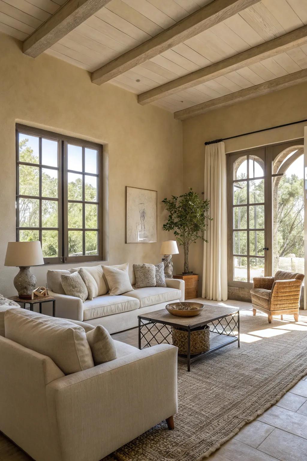 Neutral tones create a serene living space.