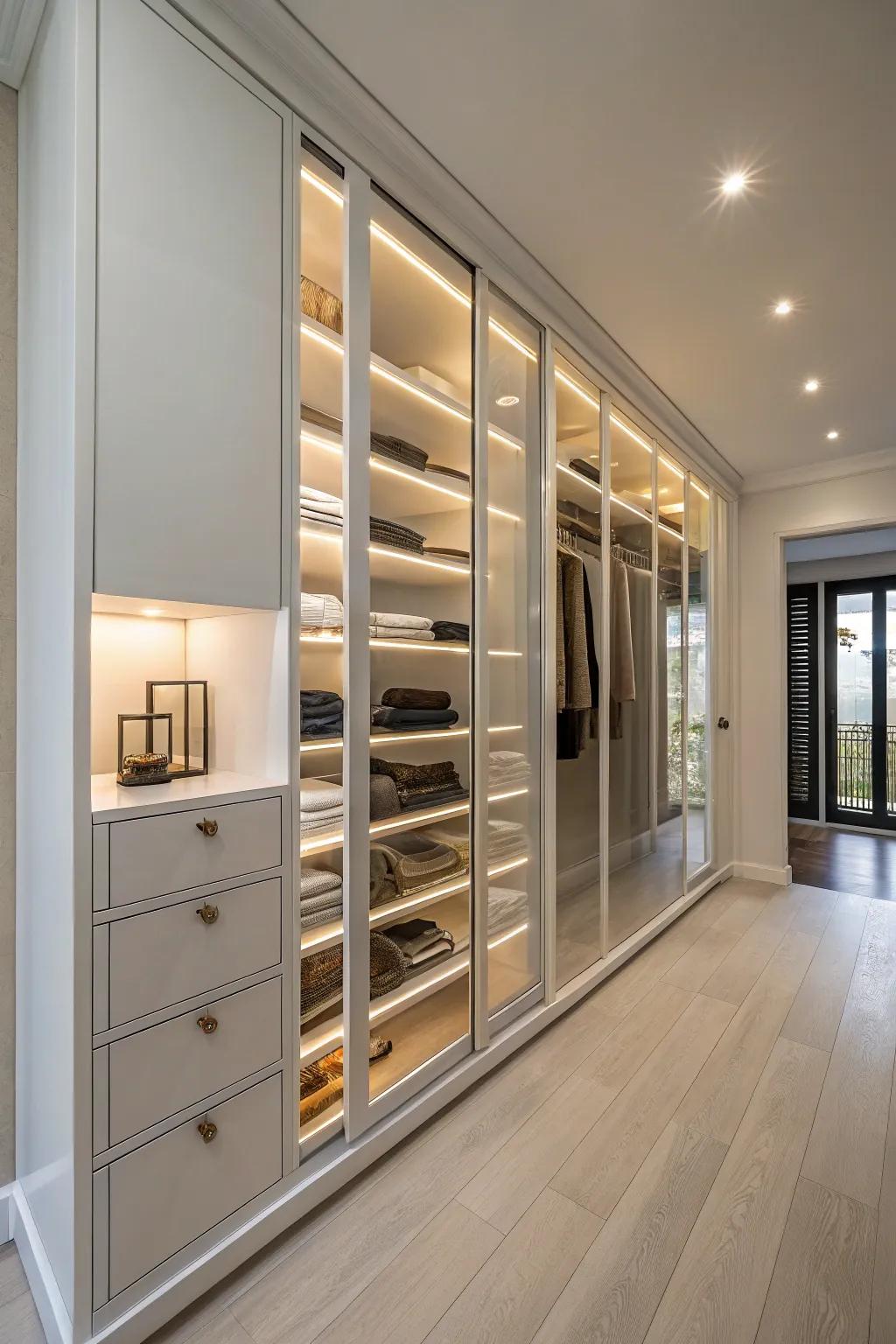 Vertical storage adds elegance and efficiency.