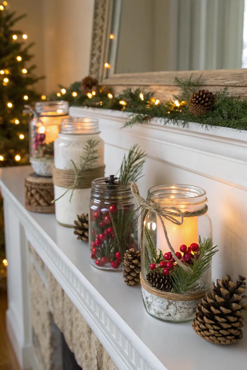 Add festive cheer with holiday-themed mason jars.