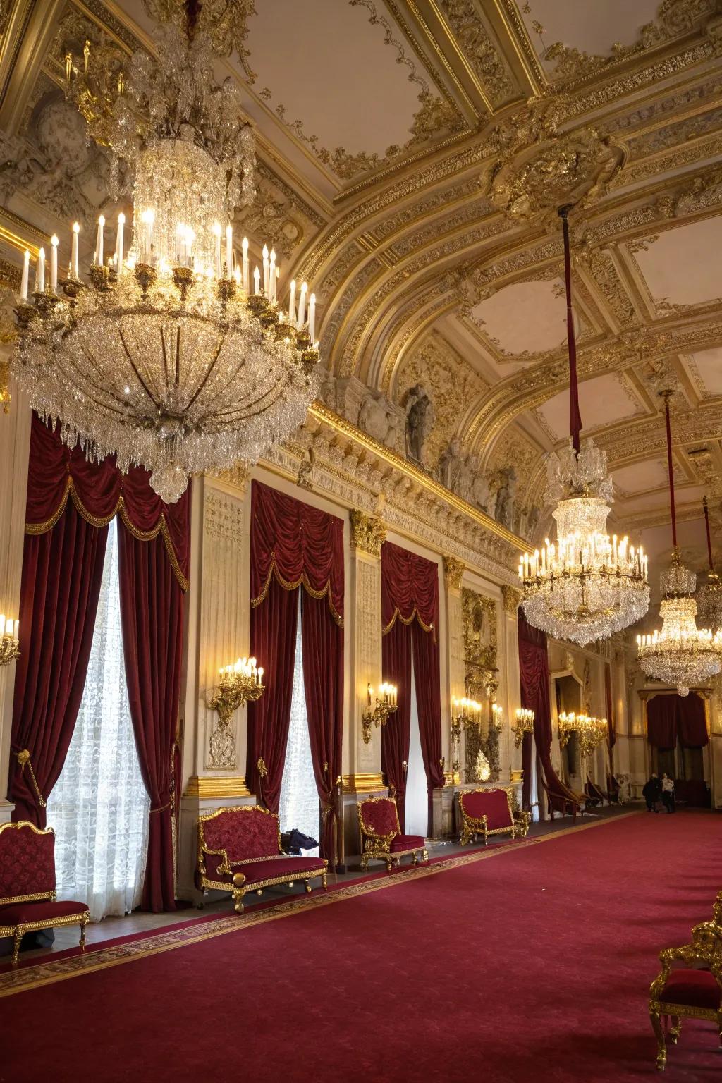 A beautifully decorated ballroom ready for a masquerade quinceañera.