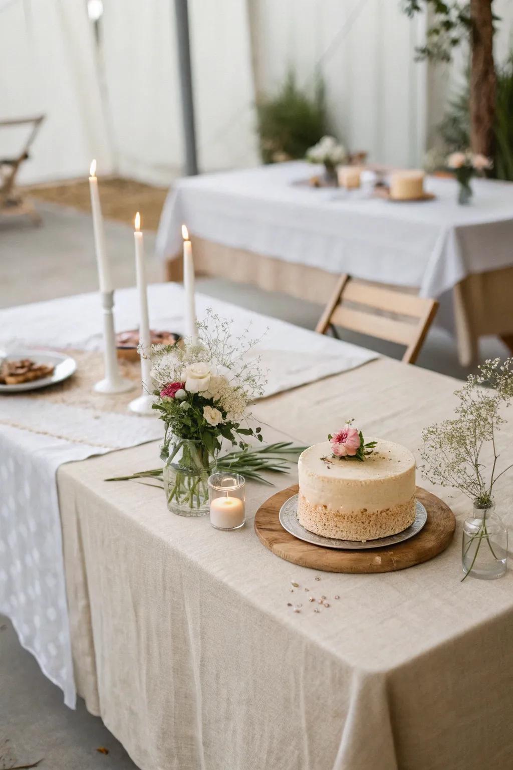 Neutral tones create a calming atmosphere for a minimalist birthday celebration.