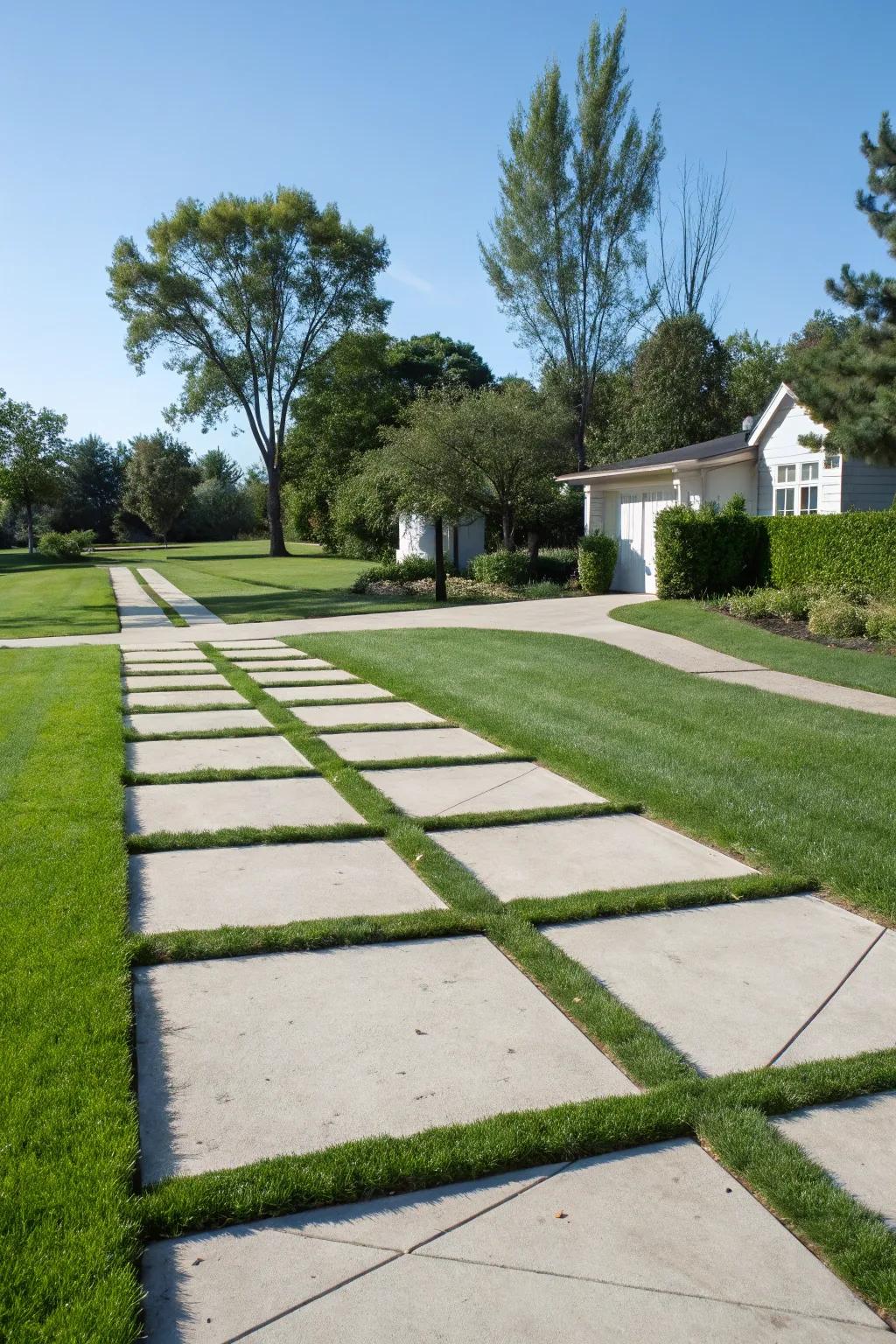 Clean lines and geometric shapes define this minimalist front yard.