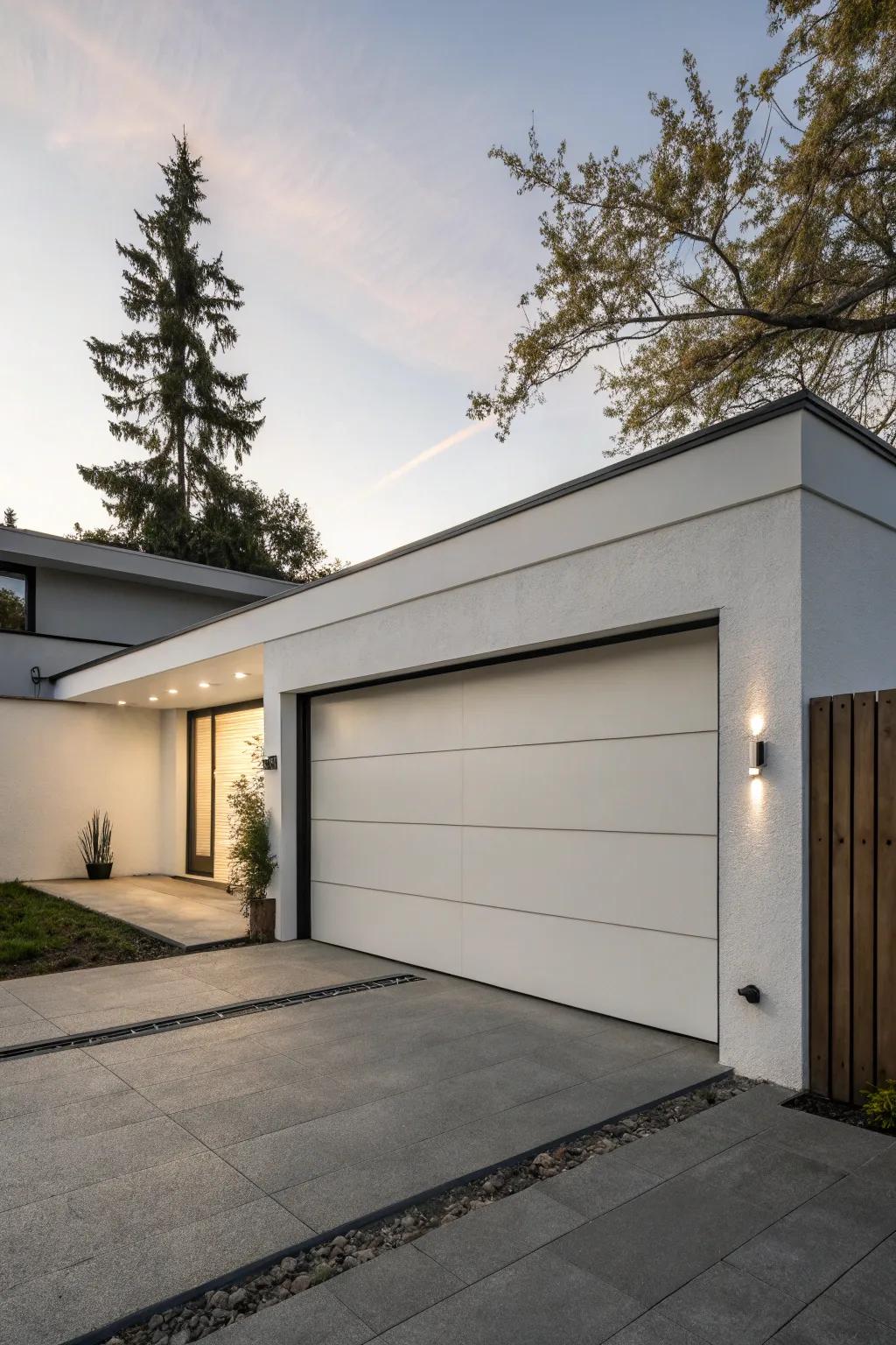 Minimalistic garage doors offer a clean and uncluttered aesthetic.